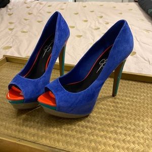 Jessica Simpson Sheri blue color block pattern
